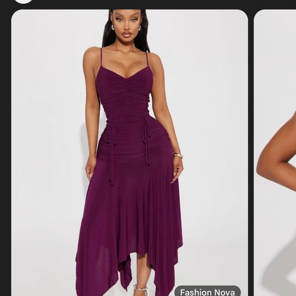 Fashion Nova Romantic Wine Asymmetrical Cocktail Dress
